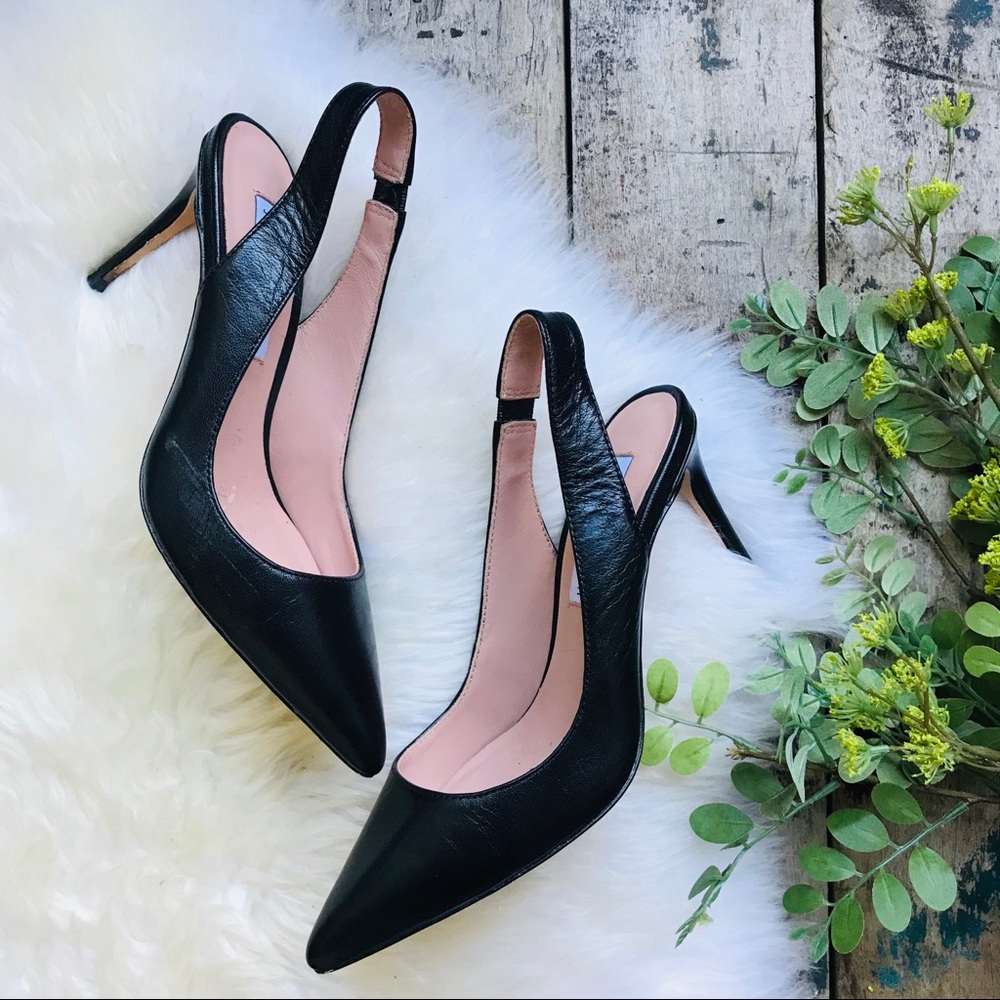 JAMES CHAN Black Leather slingback heels